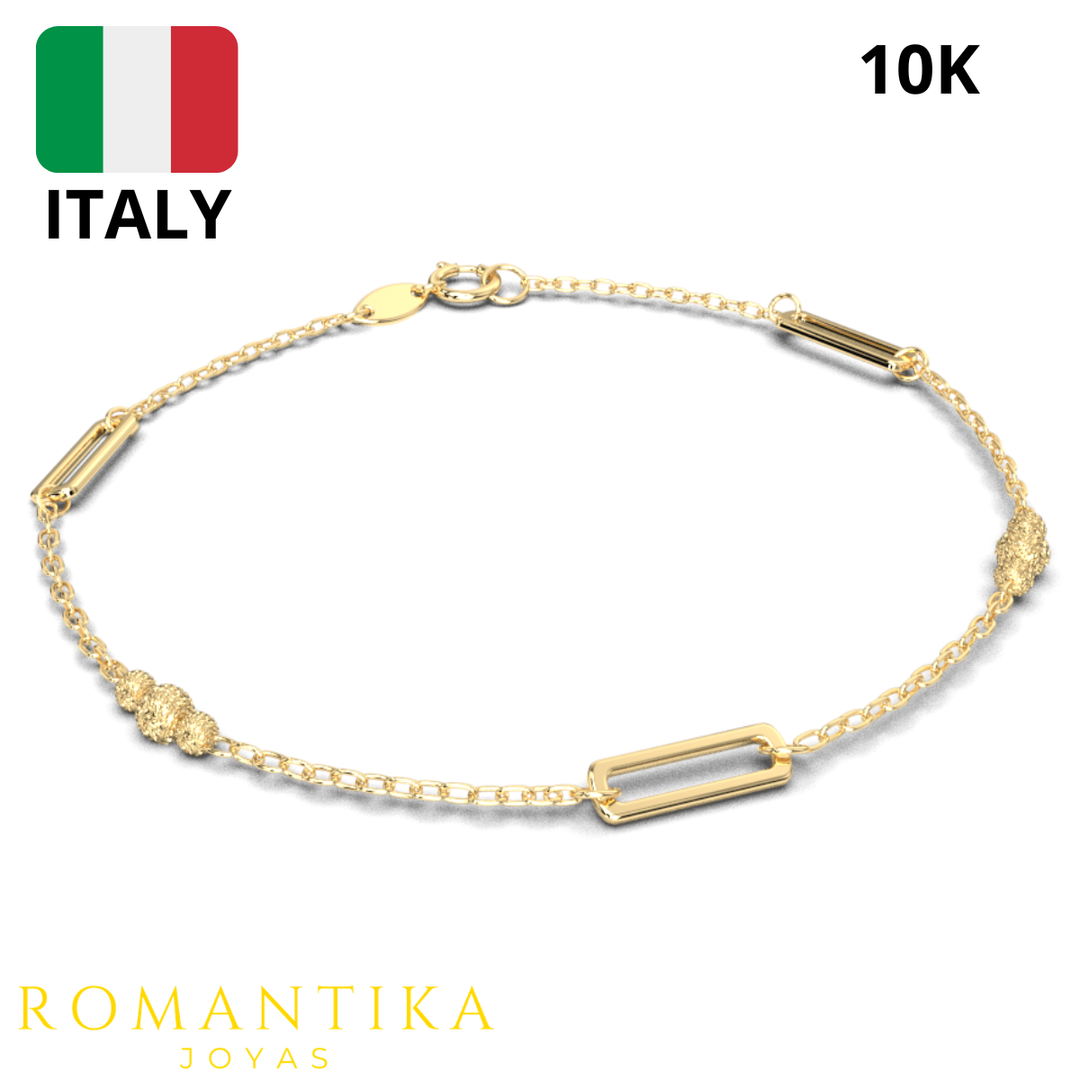 Pulsera Figaro Bolita 10k