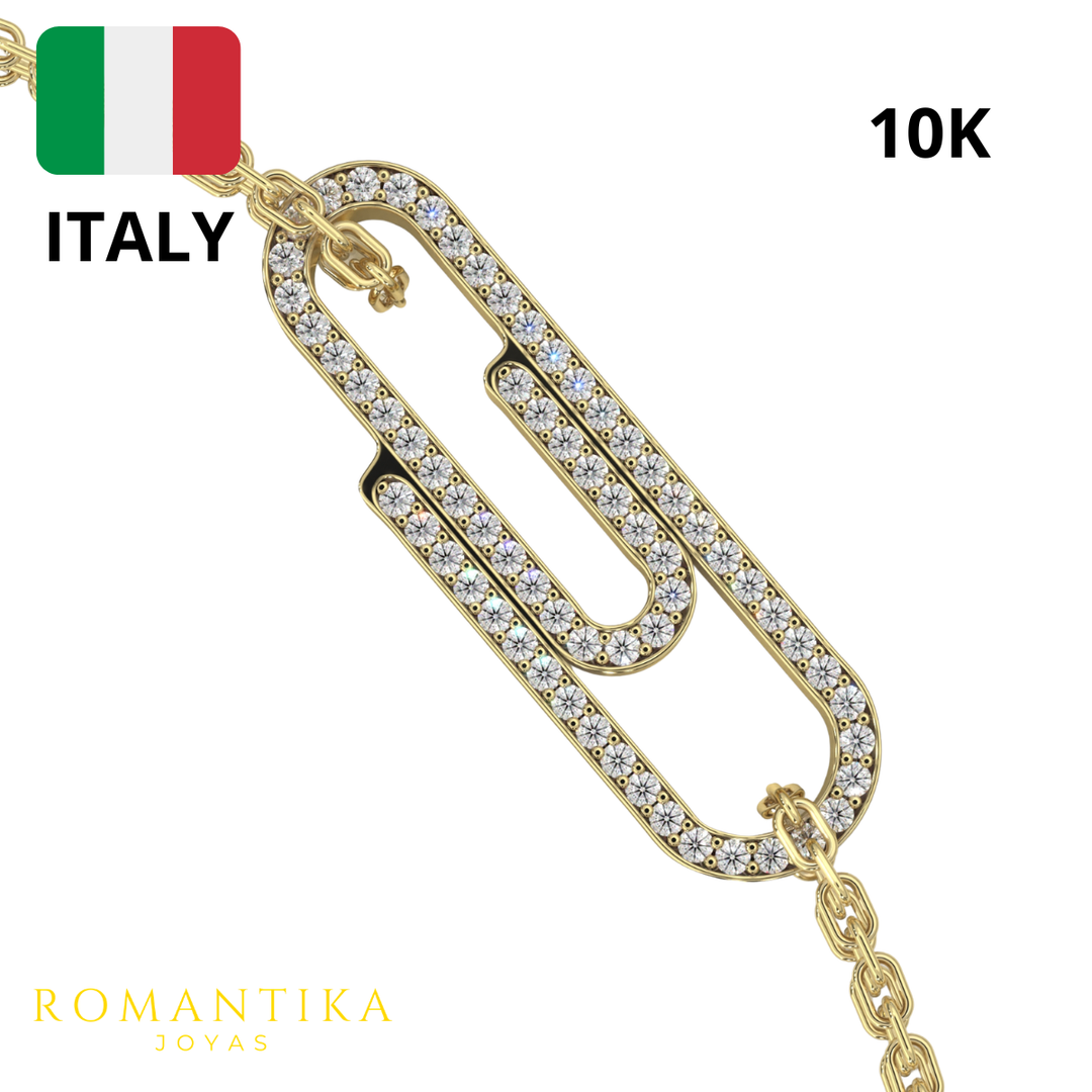 Pulsera Clip Brilloso 18cm 9mm 10k