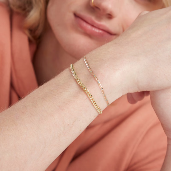 Pulsera Valentina Espejo Tres Oros 10k 18cm