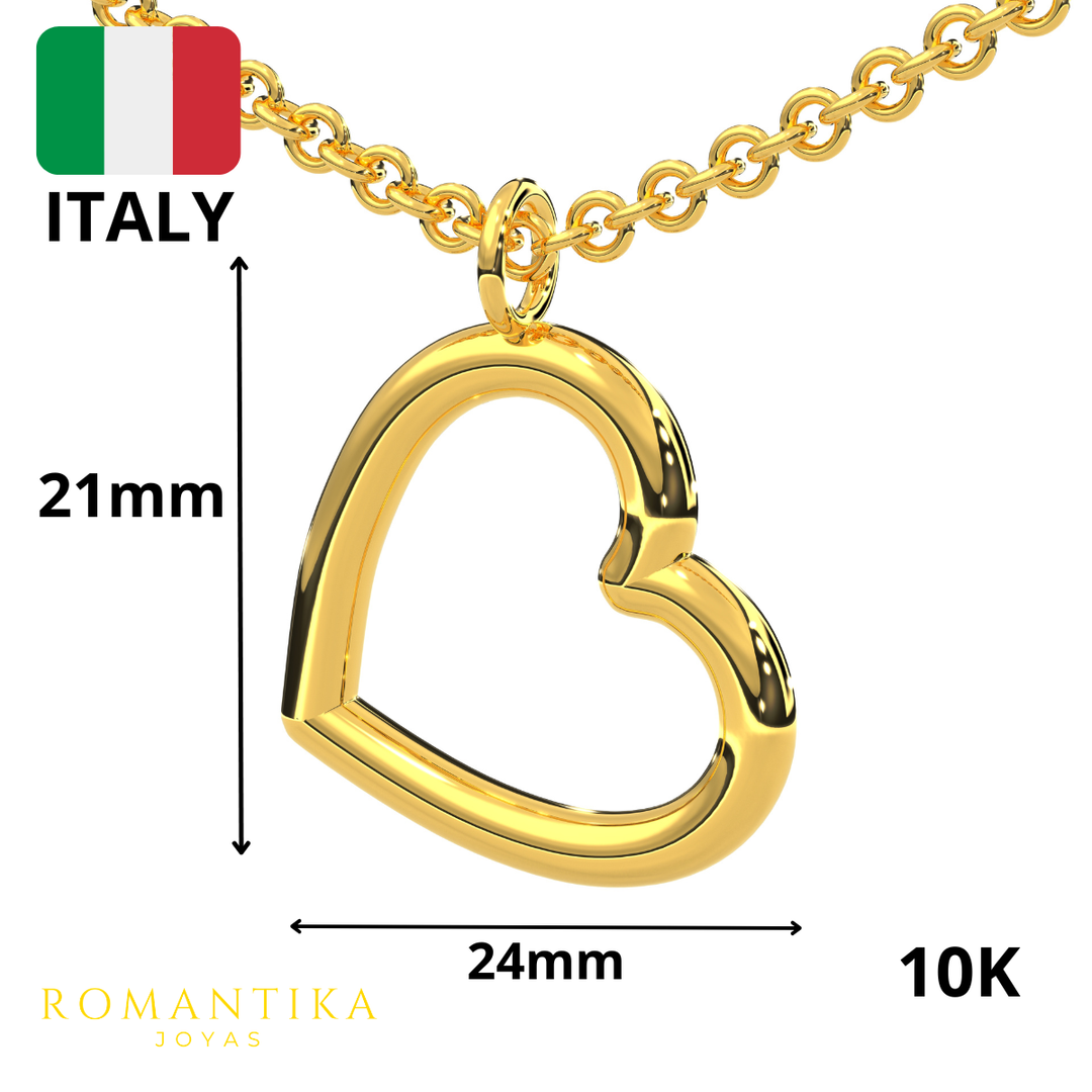 Collar Corazon Grande Tubular 10k
