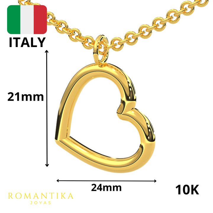 Collar Corazon Grande Tubular 10k