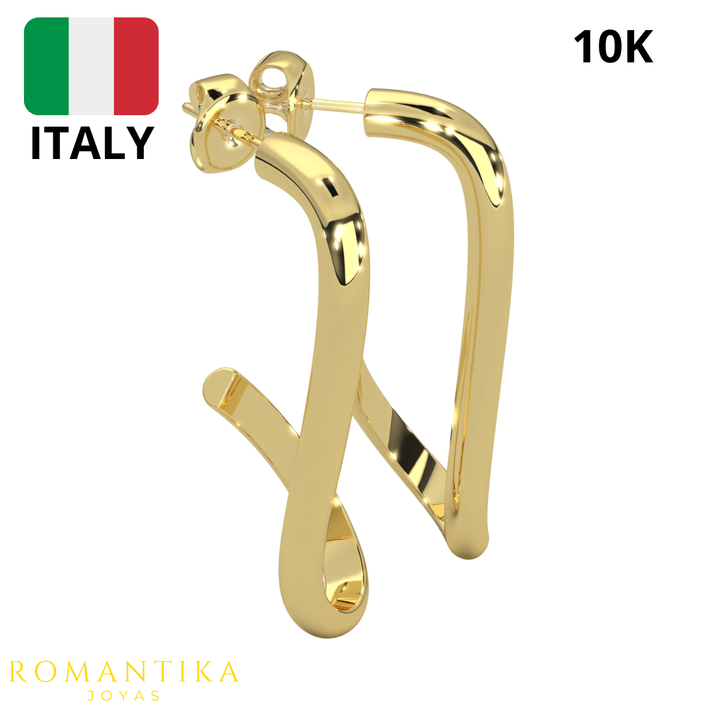Aretes Pendientes Moño Largo 10k