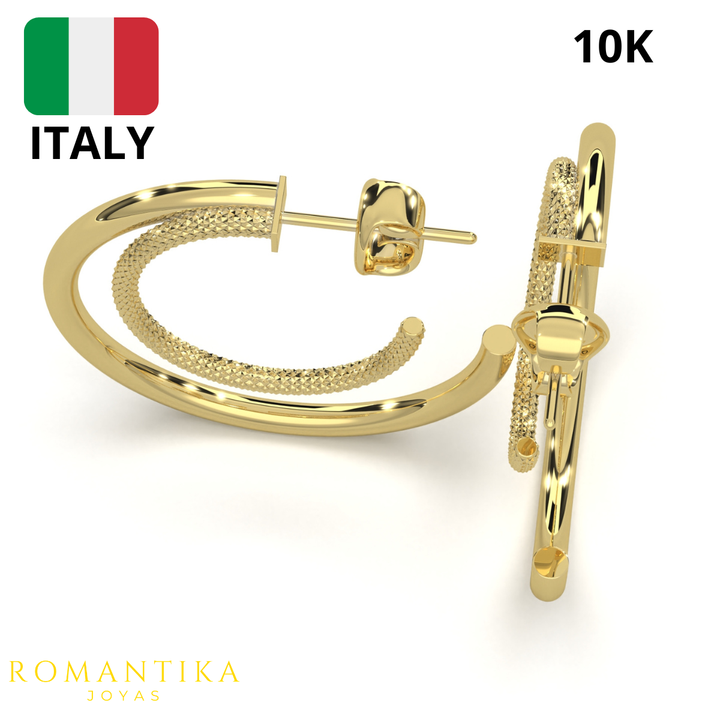 Arracada Tubular Doble Facetado Oro 10k