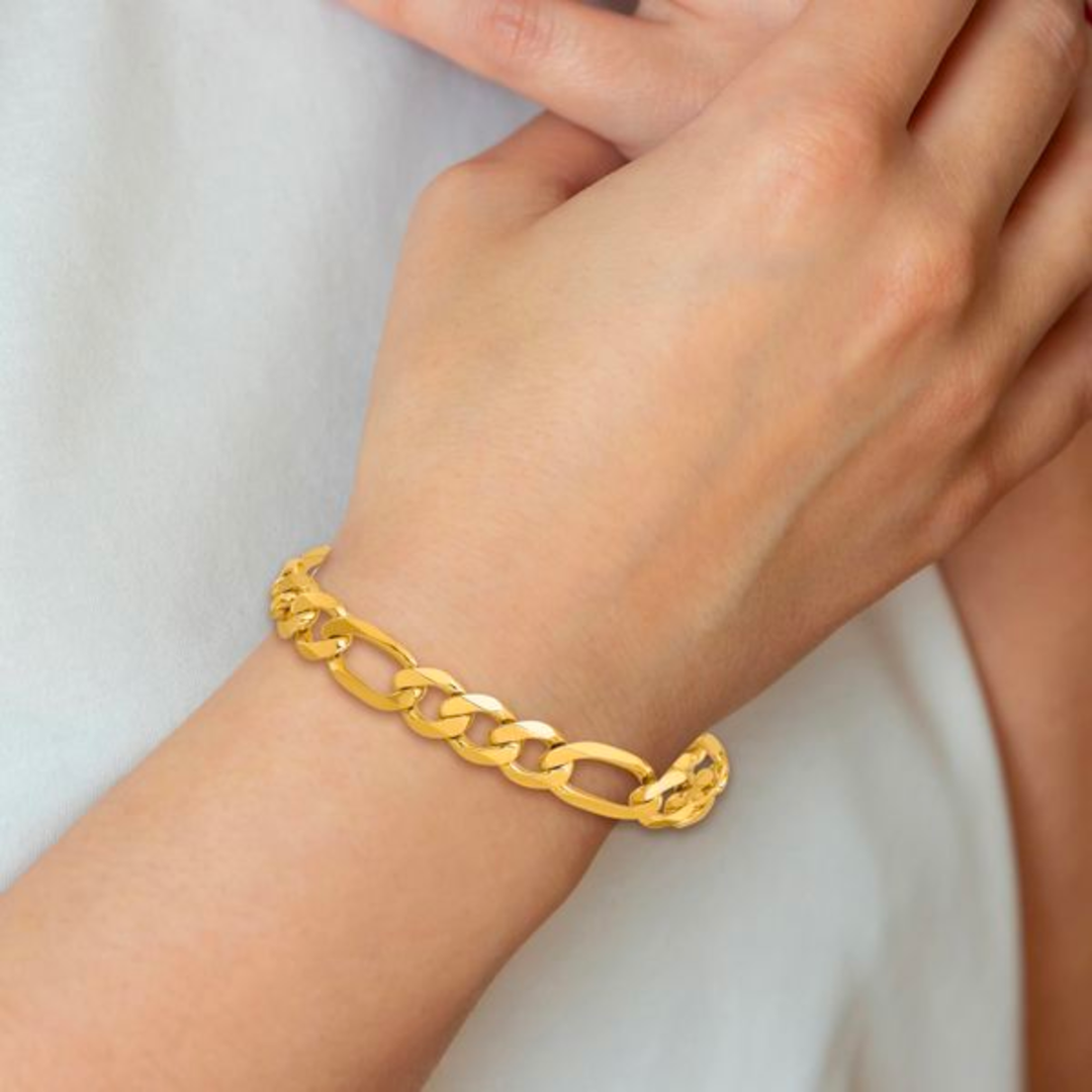 Pulsera Figaro Tejido 3x1 21cm 9.5mm 10k