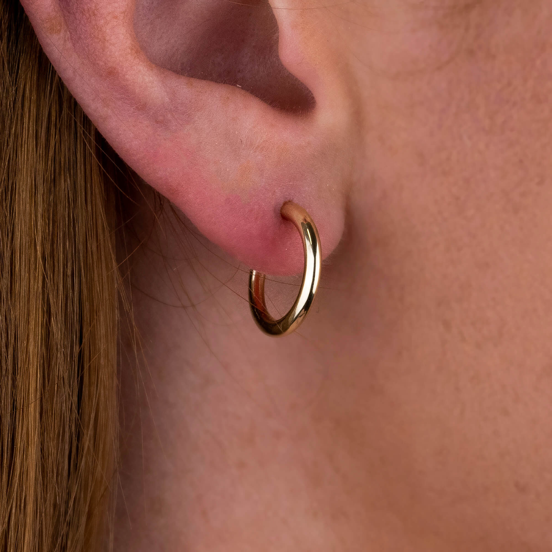 Arracada Tubular  15mm X 2mm 10k