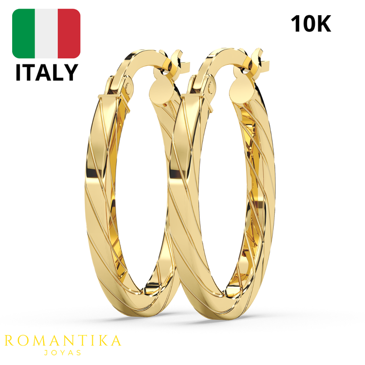 Aretes Tubular Torcido Ovalado 10k