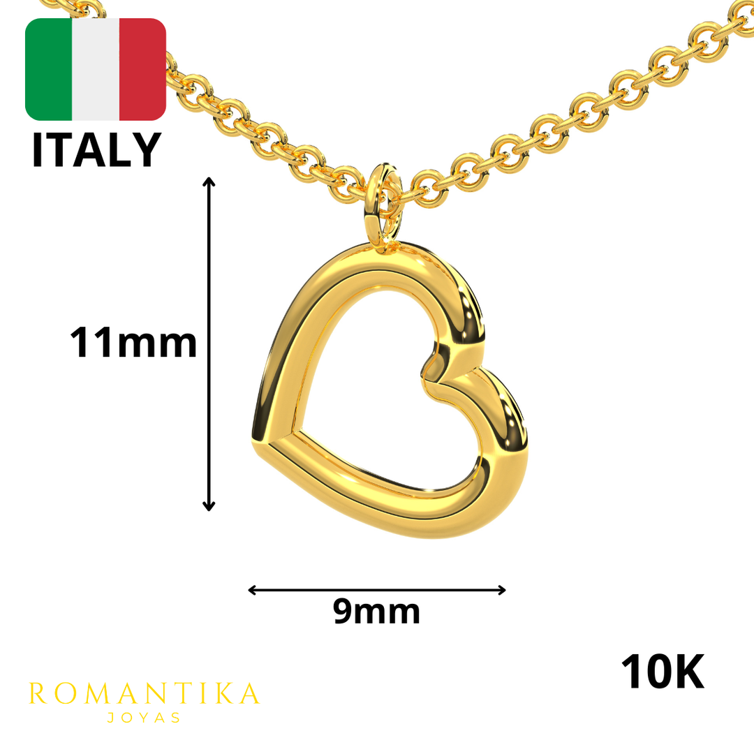 Collar Corazon Chico Tubular 10k