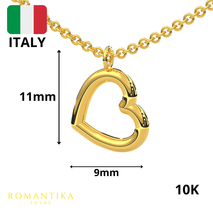Collar Corazon Chico Tubular 10k
