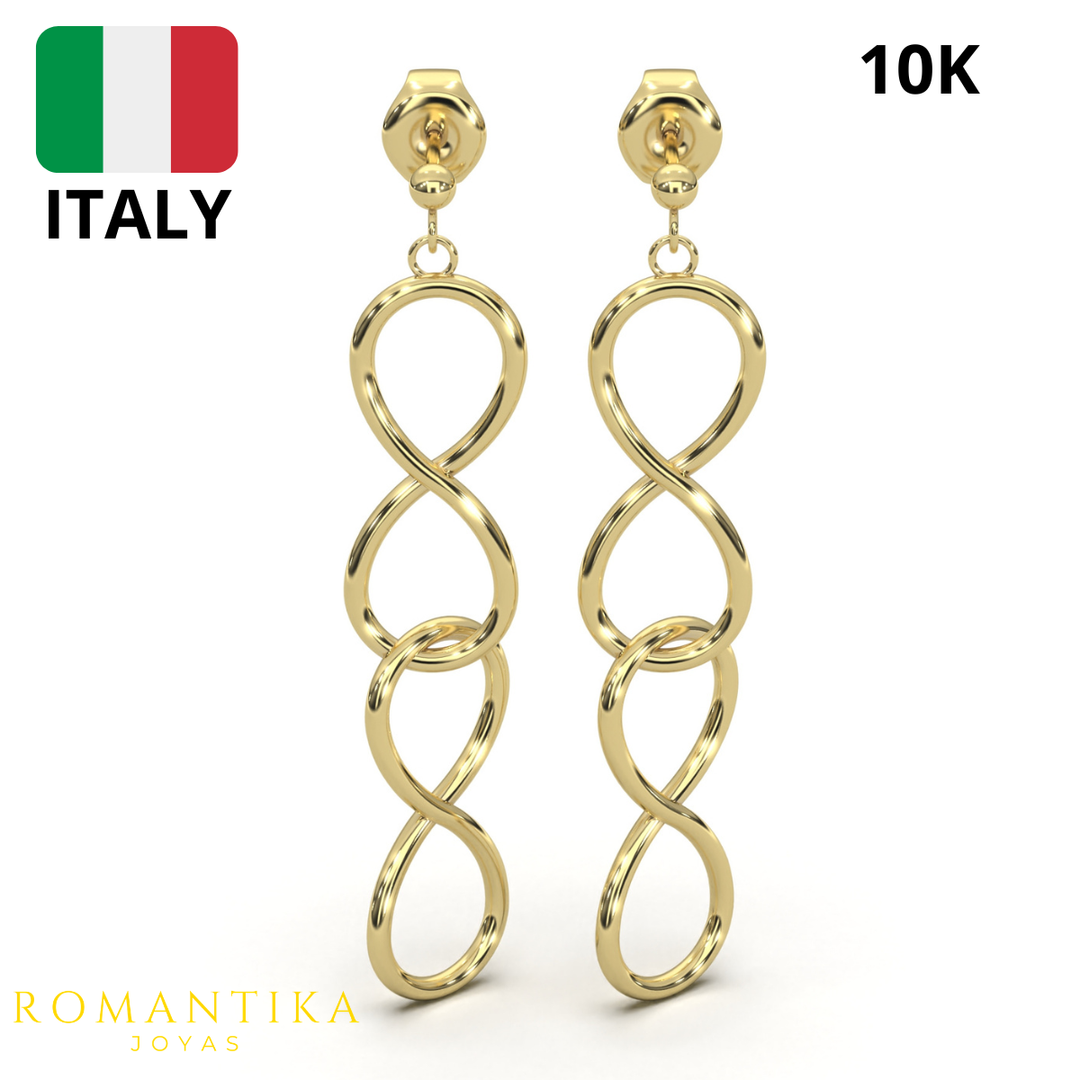 Arete Pendiente Doble Infinito 10k