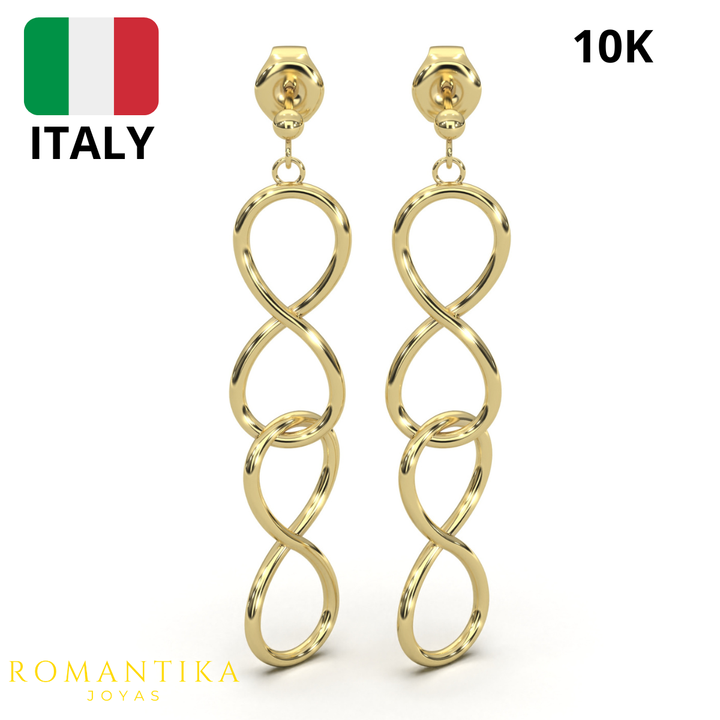 Arete Pendiente Doble Infinito 10k