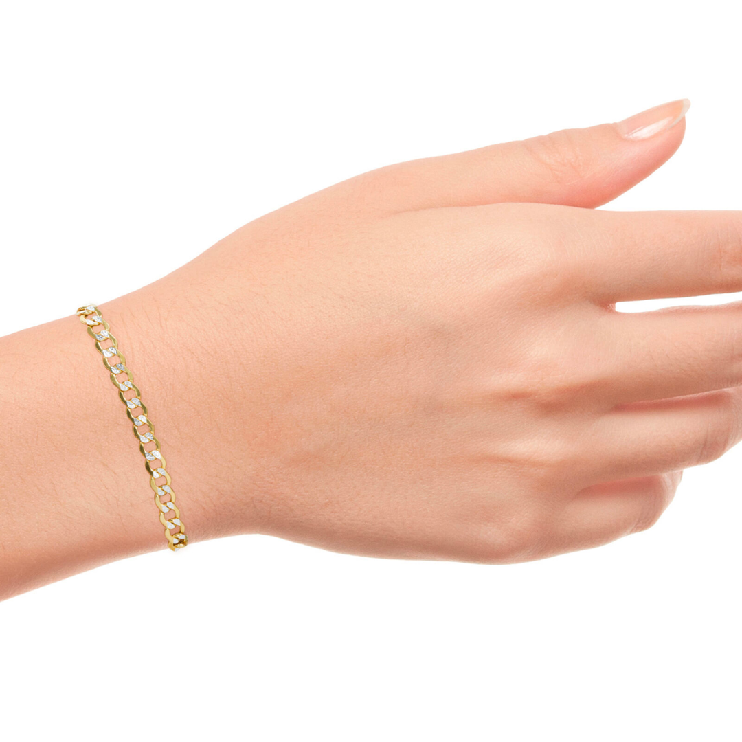 Pulsera Barbada Diamantada 21cm 6.5mm 10k