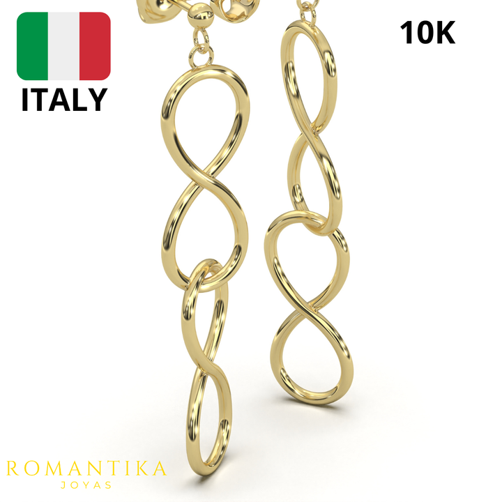 Arete Pendiente Doble Infinito 10k