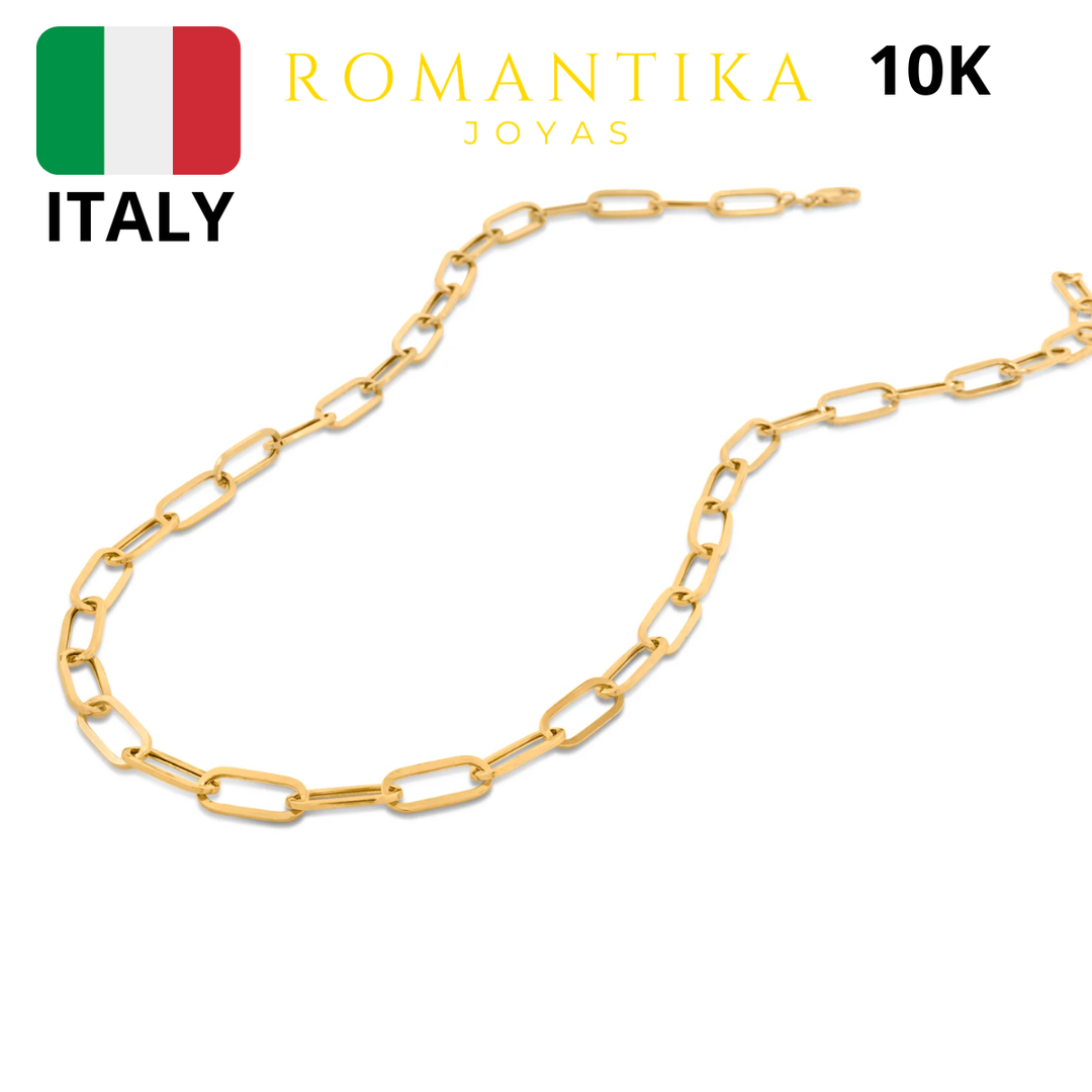 Cadena Paperclip Gruesa 7mm 10k