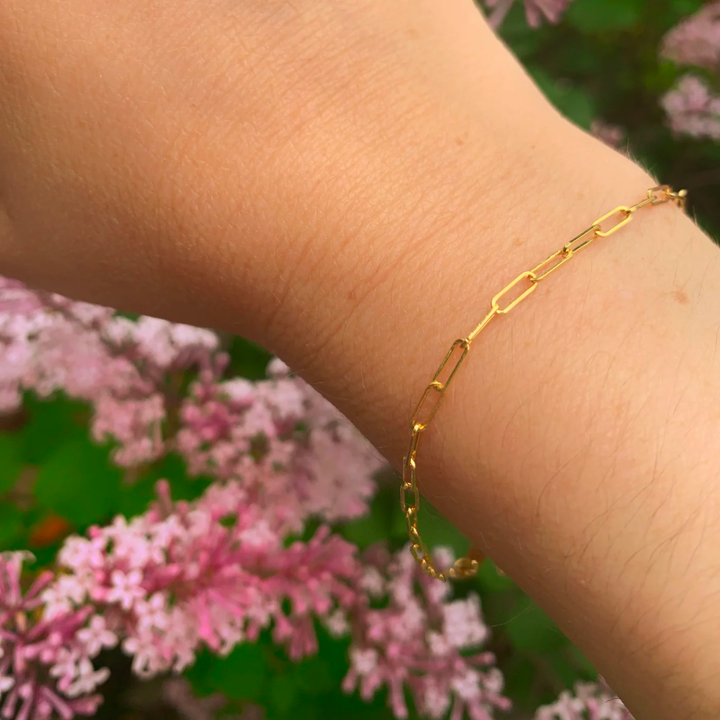 Pulsera Paperclip 2mm 18cm 10k
