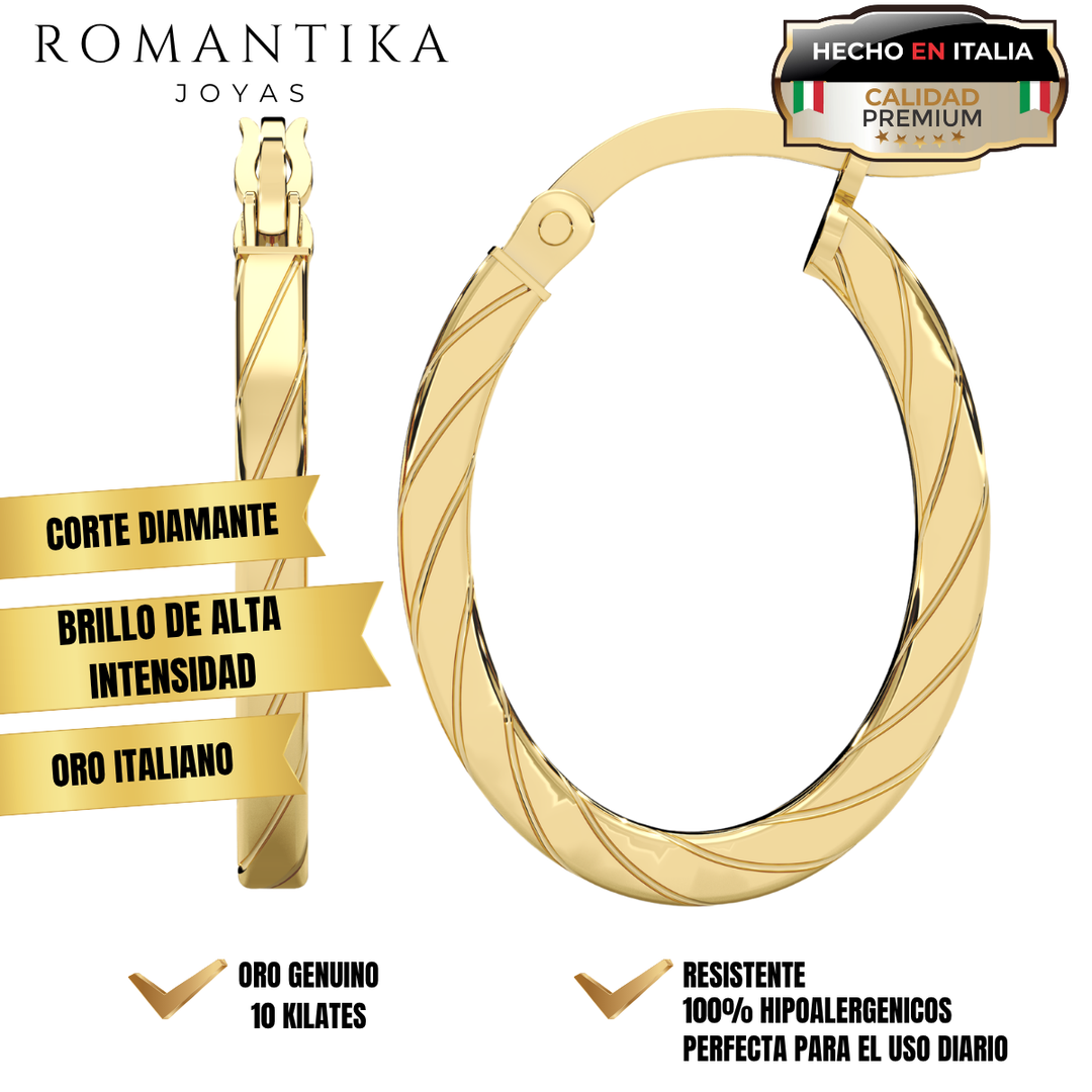 Aretes Tubular Torcido Ovalado 10k