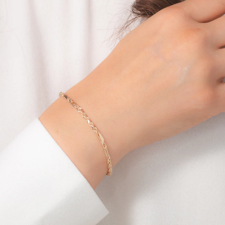 Pulsera Figaro Torzal Milano 10k 2mm