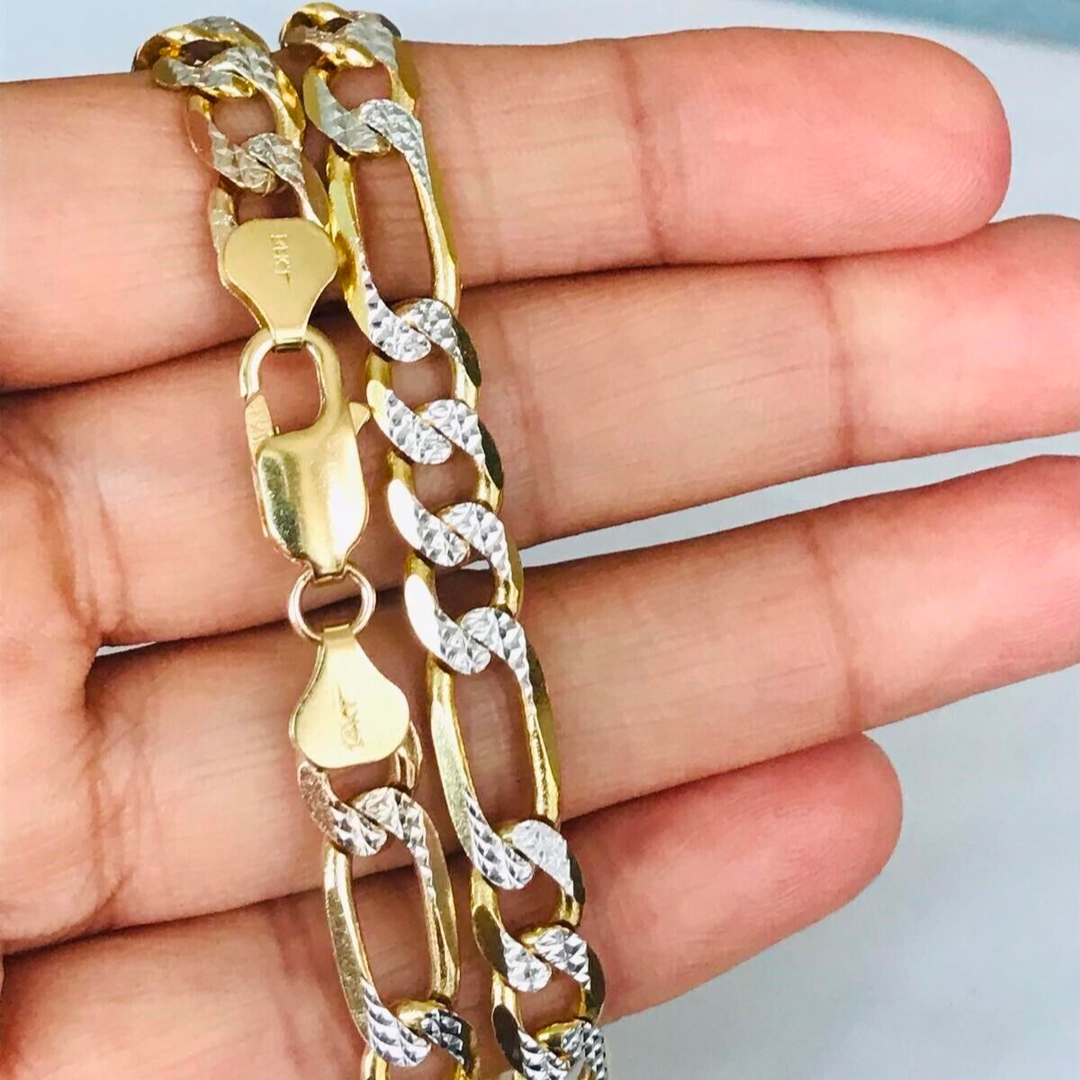 Cadena Figaro Diamantada Oro 10k