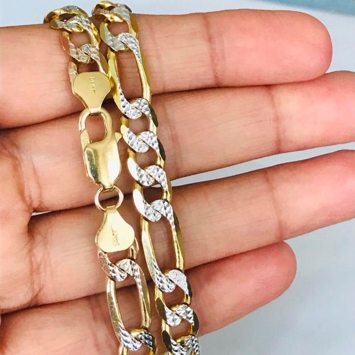 Cadena Figaro Diamantada Oro 10k