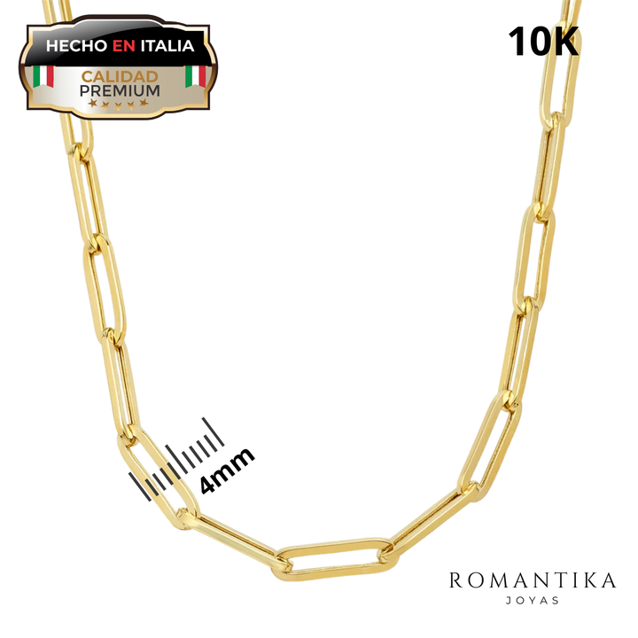 Cadena Paperclip 4mm 10k