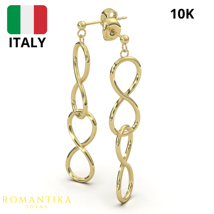 Arete Pendiente Doble Infinito 10k