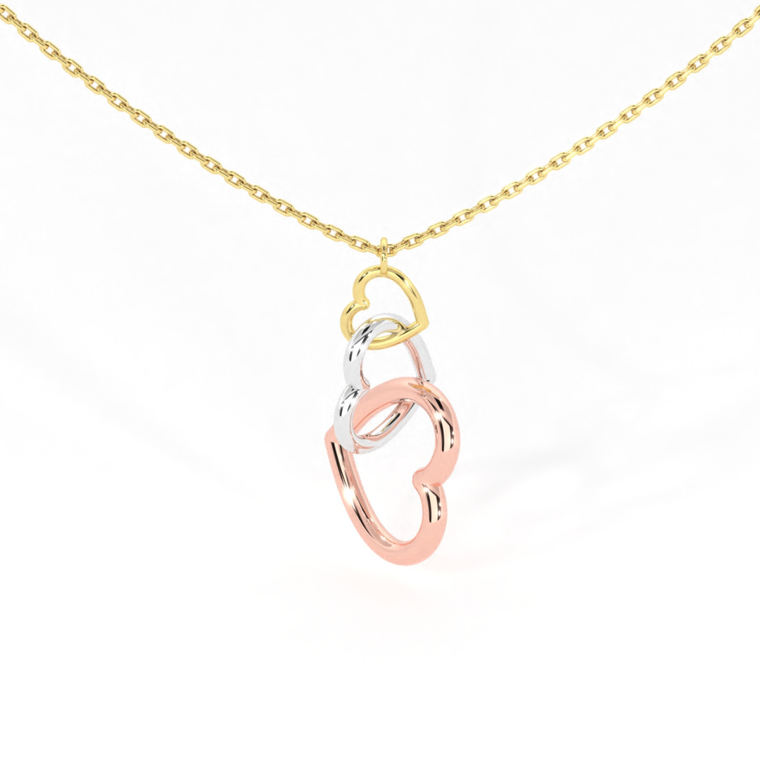 Collar Triple Corazon 10k