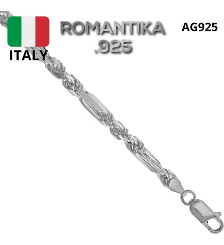 Cadena Milano Figaro Torzal Plata .925 6mm Italiano